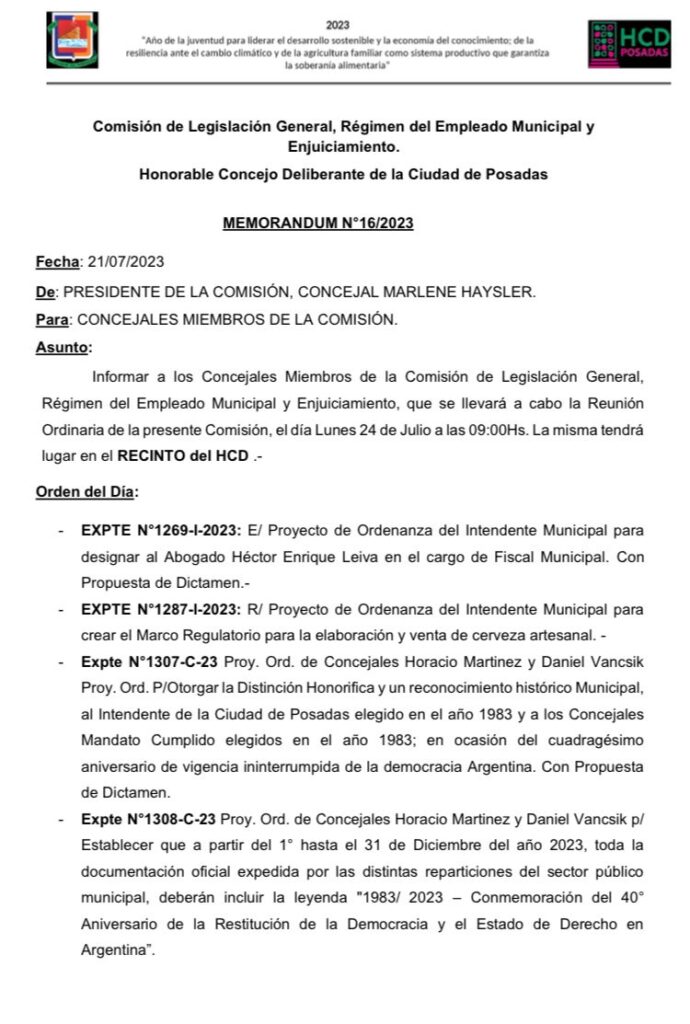 convocatoria a la comision de legislacion general del HCD de Posadas - 3