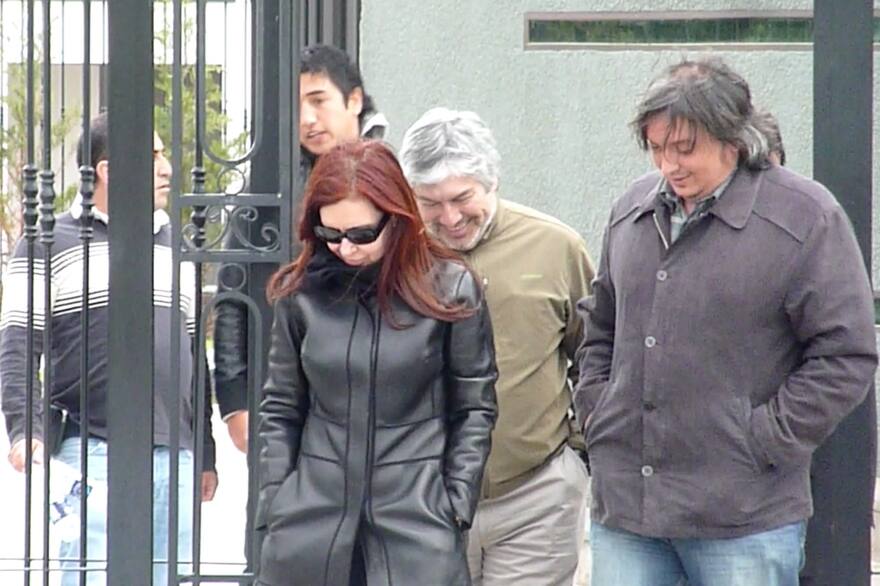 Cristina Fernández de Kirchner, su hijo Máximo y Lázaro Baez