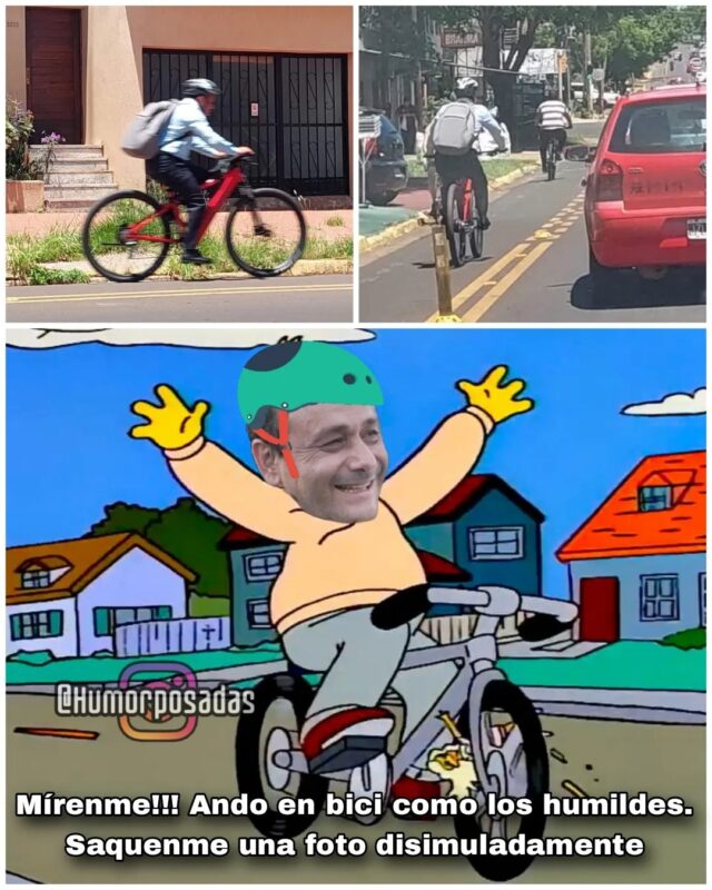 El presidente de la Legislatura de Misiones dijo que irá en bicicleta a su trabajo y que no usará colectivos urbanos 5 Herrera Ahuad en bicliceta yendo a su trabajo en la Camara de Representantes meme - 4
