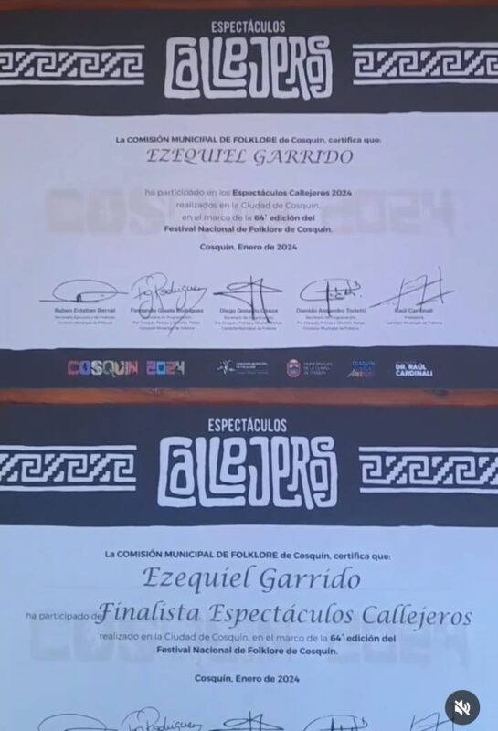 Espectáculos | El artista misionero Ezequiel Garrido fue finalista en el circuito Espectáculos Callejeros de Cosquín 5 finalista - 4