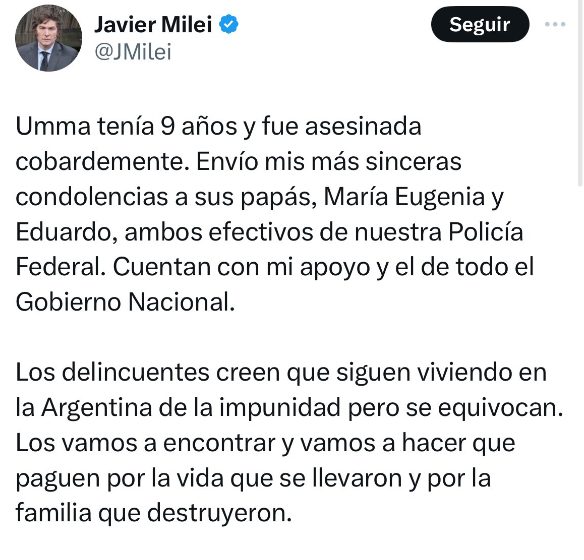 Javier Milei: “Umma fue asesinada cobardemente; vamos a hacer que paguen por la vida que se llevaron” 3 image 3 41 - 2