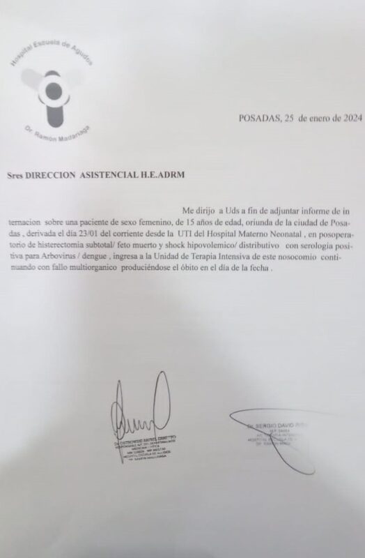 Misiones | Falleció una adolescente de 15 años que estaba embarazada y tenía dengue 6 parte sobre el deceso de una adolescente de 15 anhos en Posadas que estaba embarazada - 5