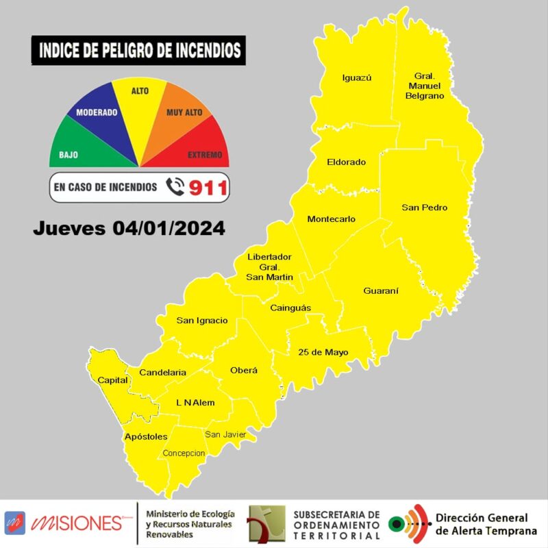 Misiones | Elevaron a alto el índice de peligrosidad de incendios en toda la provincia 4 riesgo de incendios - 3
