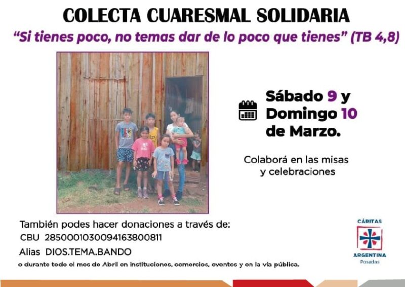 Colecta Cuaresmal Solidaria de la Diócesis de Posadas se llevará a cabo este 9 y 10 de marzo en todas las iglesias católicas 473092239 pie web - 7