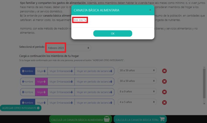 En febrero, una familia misionera necesitó $883 mil para no ser pobre y $354 mil para no ser indigente 7 Captura de pantalla 2024 03 14 CBA febrero 2023 estimador IPEC - 6