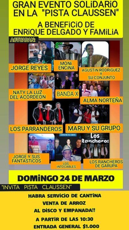 Chamamé solidario | Con Moni Encina y una amplia variedad de artistas, este domingo se realizará un festival a beneficio en la Pista Claussen 2 WhatsApp Image 2024 03 19 at 07.41.09 1 - 1