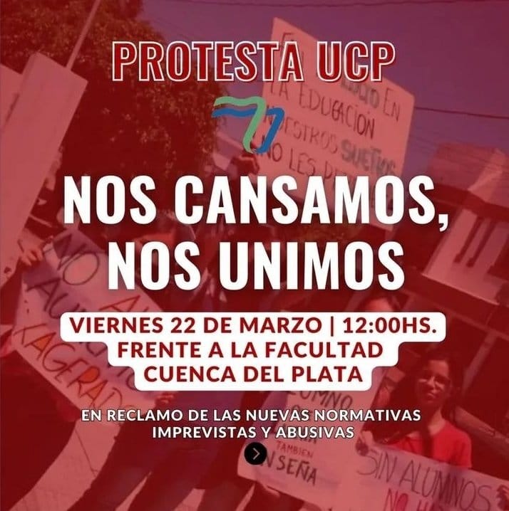 Educación | Alumnos de la Universidad Cuenca del Plata convocan a una marcha frente a la institución exigiendo mejoras ante un desmedido incremento en las cuotas 2 WhatsApp Image 2024 03 19 at 22.07.50 - 1