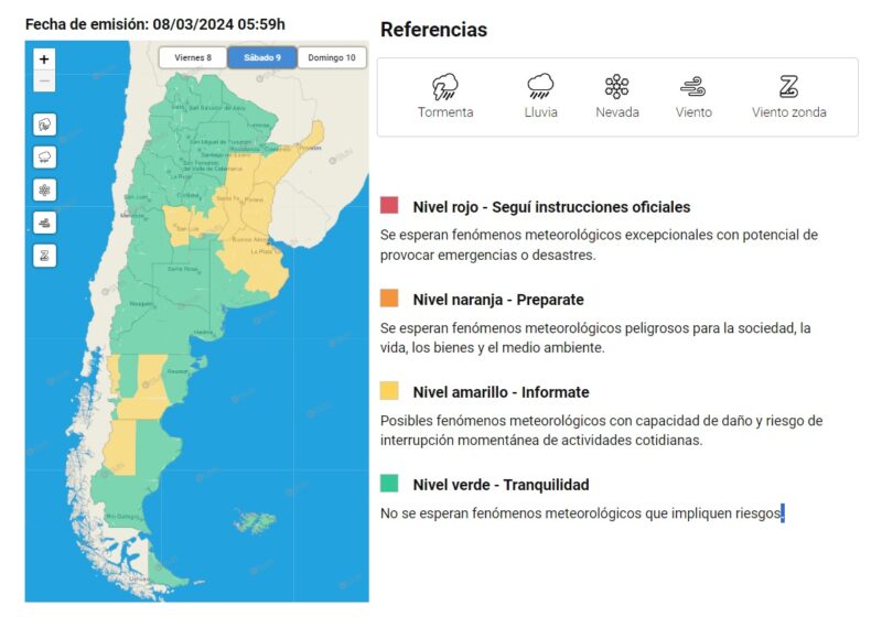 Tormentas | Alerta amarilla en 9 provincias argentinas, incluidas Misiones y Corrientes 2 mapa - 1