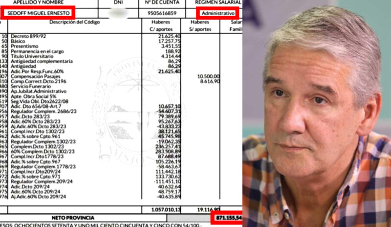 Lescaffette cuestionó la presunta “corrupción con las plantas funcionales, que va favoreciendo a funcionarios de alto rango, mientras el ajuste lo hacen solo con los docentes” Recibo de sueldo de Sedoff como admnistrativo del CGE denuncia de Lescaffette - 2