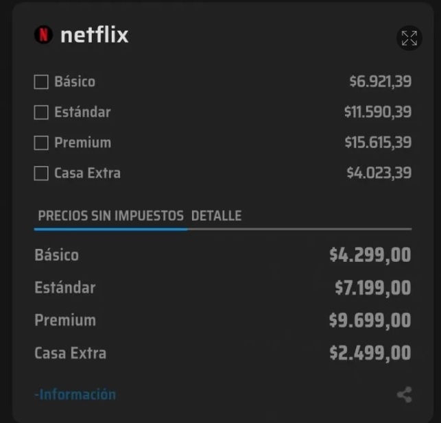 Entretenimiento | Se conocieron los nuevos valores de la plataforma Netflix con aumentos de hasta el 72% 2 precio - 1