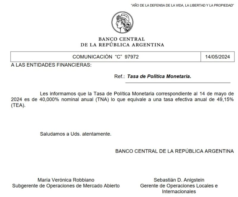 El Banco Central volvió a bajar 10 puntos la tasa y la dejó en 40 por ciento anual 2 11111111111111111111111111 - 1