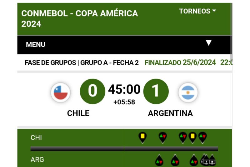 Copa América 2024: la Selección argentina derrotó a Chile y se metió en los cuartos de final 3 Screenshot 20240626 065817 - 2
