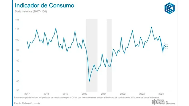 Derrumbe del consumo | Recreación bajó 43% y calzado e indumentaria, un 27% 2 caida del consumo mayo camara de comercio - 1
