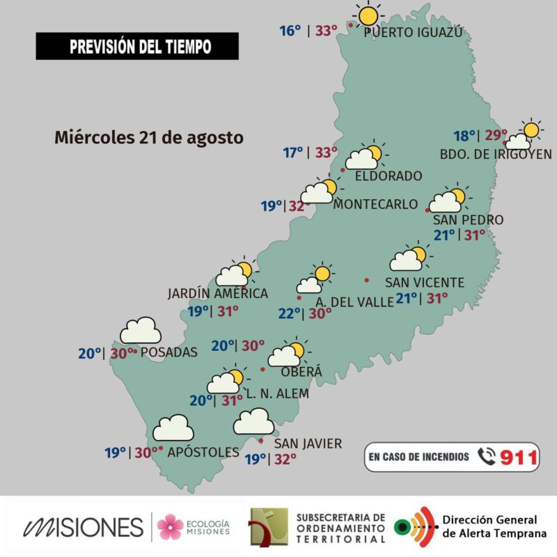 El tiempo en Misiones | Mitad de semana con inestabilidad y leve descenso térmico 3 2108 - 2