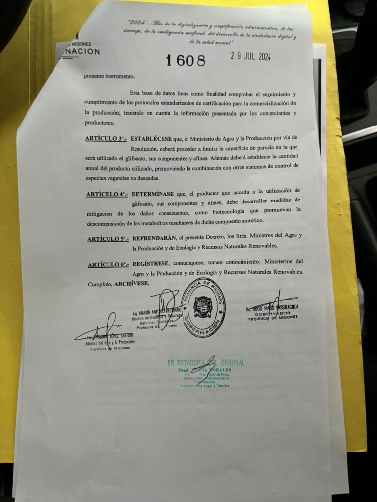 Polémica por el glifosato | El gobierno de Misiones extendió por cinco años su uso 4 WhatsApp Image 2024 08 05 at 20.00.30 1 - 3