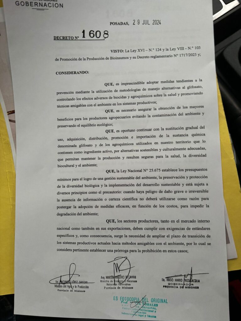 decreto 1608 2024 de Passalacqua habilitando el uso del glifosato en Misiones - 3