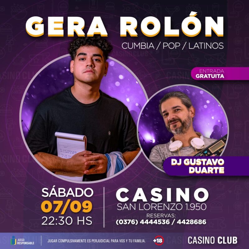 Primer fin de semana de septiembre con shows espectaculares en el Casino Club 7 24 09 07 GERA ROLON DJ PIOJO Flyer Feed 1 - 6
