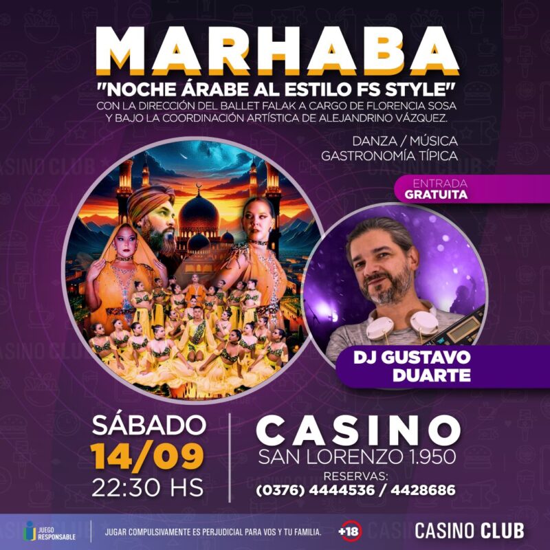 Septiembre con espectáculos de primer nivel en el Casino Club 13 24 09 14 NOCHE ARABE DJ GUSTAVO DUARTE Flyer Feed - 12