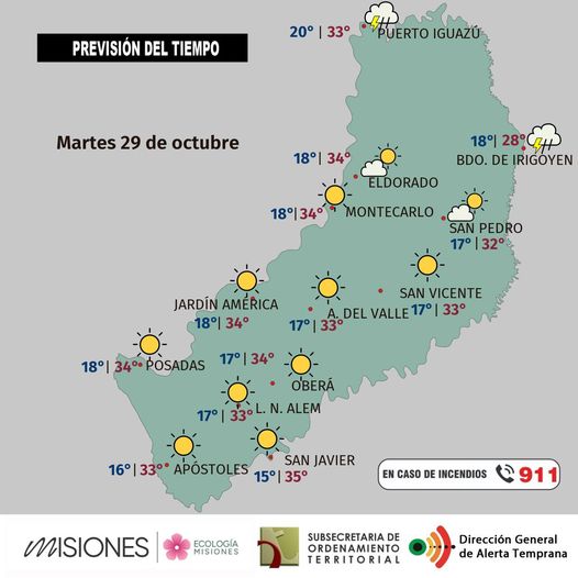 El tiempo en Misiones | Martes con buen clima y ascenso de las temperaturas 3 2910 - 2