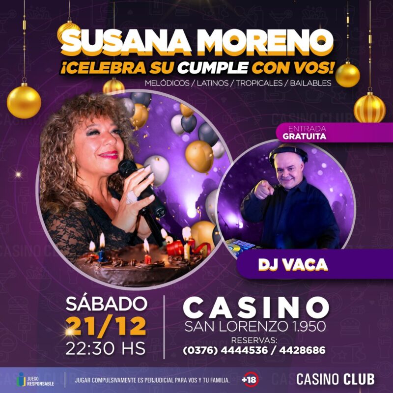Diciembre a pura despedida, juntada de amigos y buena música en el Casino Club 8 24 12 21 SUSANA MORENO DE CUMPLE DJ VACA Flyer Feed - 7