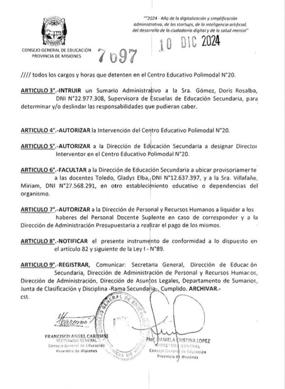 Abuso de poder en el CEP 20 | Tras 10 días, el CGE apartó a los directivos acusados 4 WhatsApp Image 2024 12 10 at 17.52.01 1 - 3