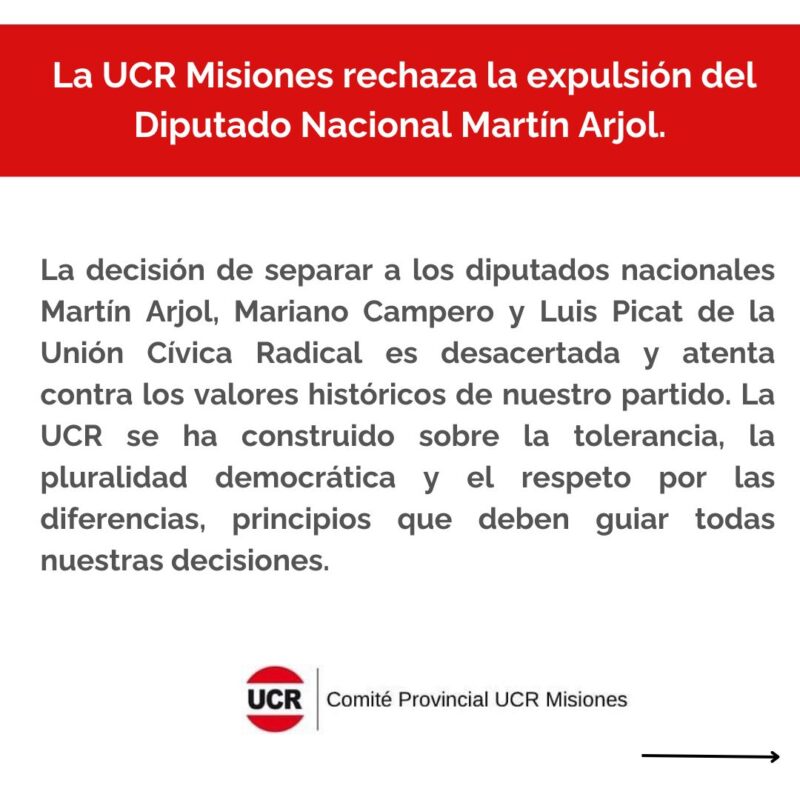 La UCR Misiones pide revisar la expulsión del diputado Arjol | “Atenta contra nuestros valores históricos” 3 WhatsApp Image 2024 12 20 at 19.10.42 - 2