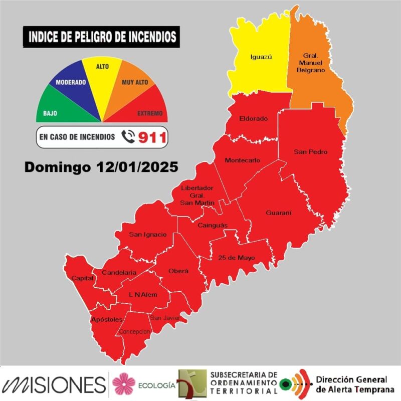 Misiones al rojo | Índice de peligrosidad de incendios extremo en la provincia 3 1201 - 2