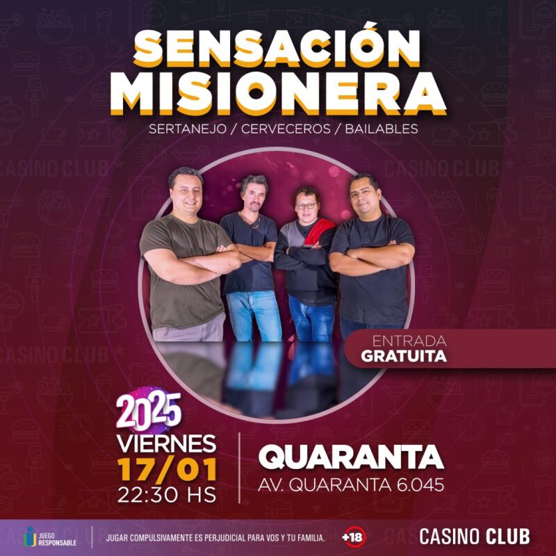 Fin de semana con artistas de primer nivel en el Casino Club 3 25 01 17 SENSACION MISIONERA Flyer Feed 1 - 2