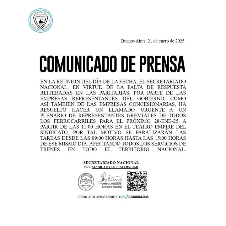 Por el paro de trenes, hoy se verá afectado el servicio Posadas – Encarnación 2 WhatsApp Image 2025 01 27 at 17.03.07 - 1