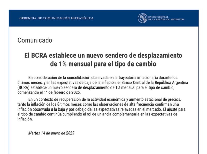 El Banco Central reducirá el ritmo de devaluación del peso frente al dólar oficial al 1% mensual 4 banco central - 3