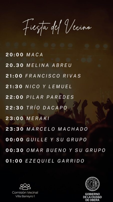 Oberá se prepara para la 6° edición de la Fiesta del Vecino 9 h 1 - 8