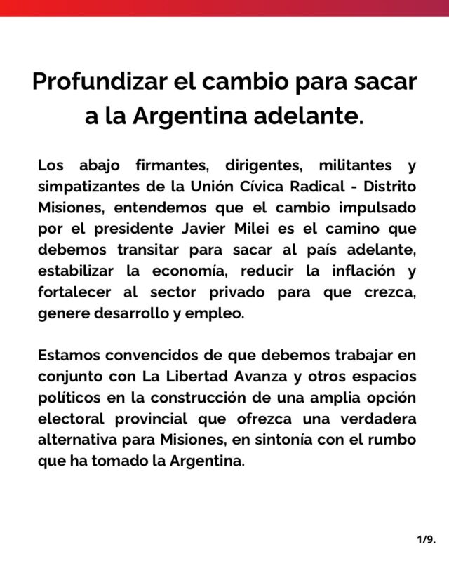 Crisis en la UCR | Arjol y otros dirigentes presentaron un comunicado en apoyo a La Libertad Avanza 2 1 - 1