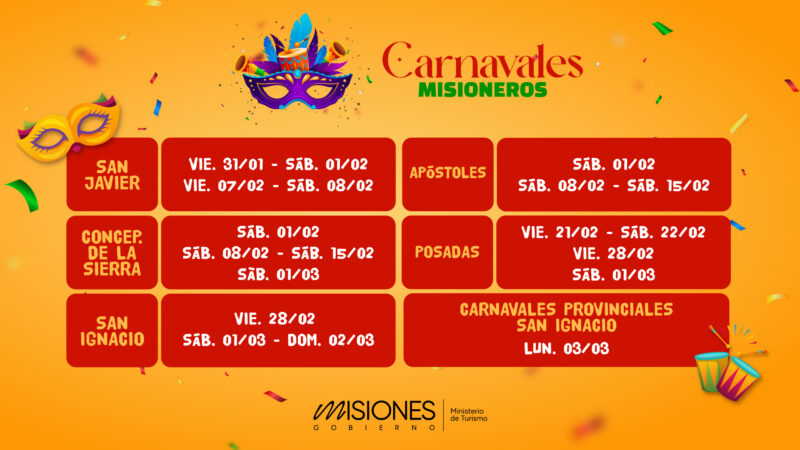 Carnavales Misioneros | La fiesta se siente en toda la provincia 4 Cronograma Carnavales Provinciales horizontal - 3