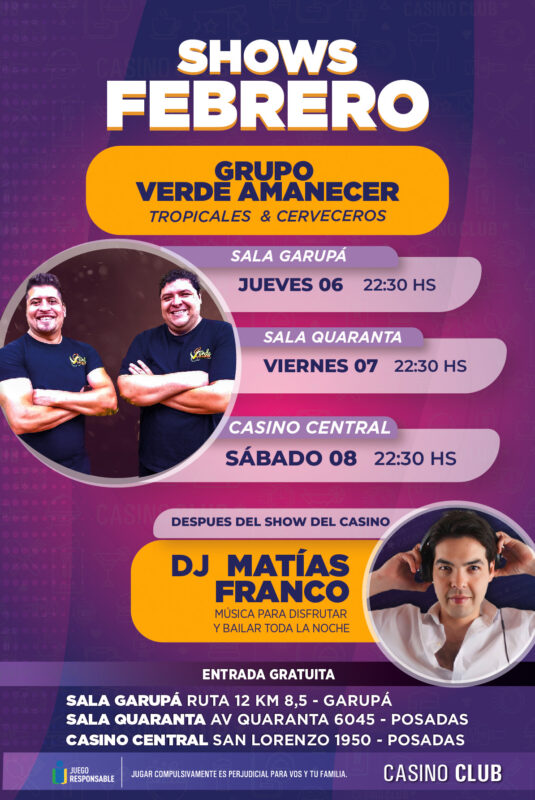 Fin de semana con doble show de primer nivel en el Casino Club 2 RGB febrero 2025 2 - 1