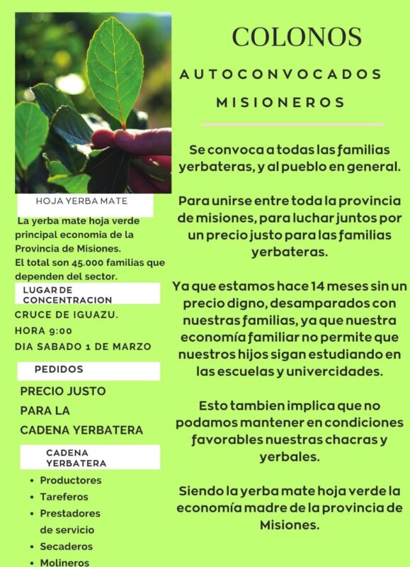 Conflicto yerbatero | “Nos convocan a reuniones y no nos reciben, buscan que nos cansemos” 3 yerba 3 - 2