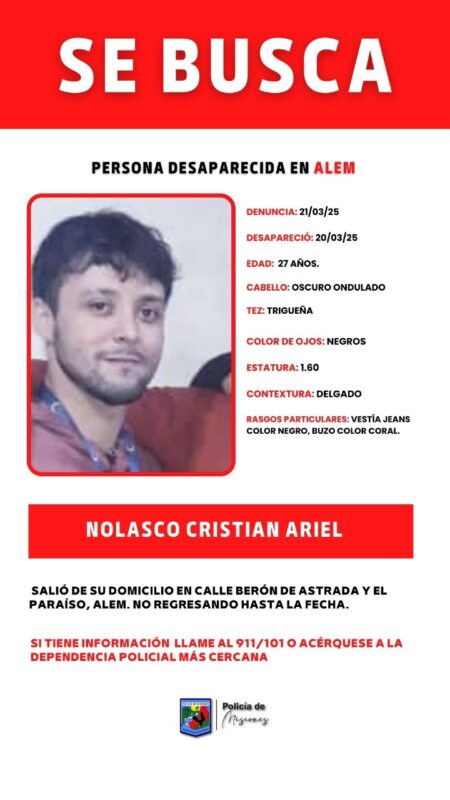 Alem: Buscan a un joven desaparecido desde el 20 de marzo 5 busqueda - 4