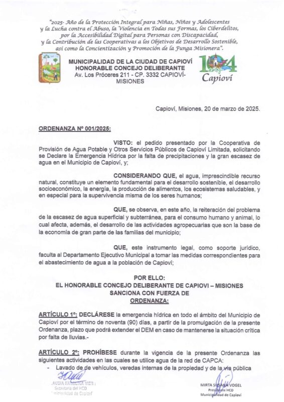 Capioví declara la emergencia hídrica por 90 días por la grave escasez de agua 6 capiovi emergencia 2 - 5