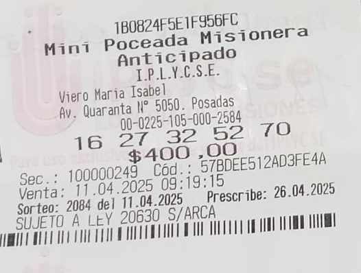 La Poceada sumó un pozo de más de 293 millones para este martes 15 7 Mini abril 2025 - 6