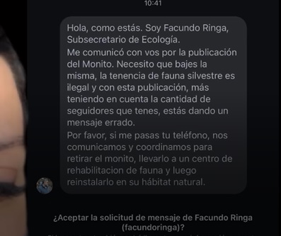 “Maxi”, el mono que desató un enfrentamiento de influencer con Ecología y una ONG 6 respuesta a ringa - 5