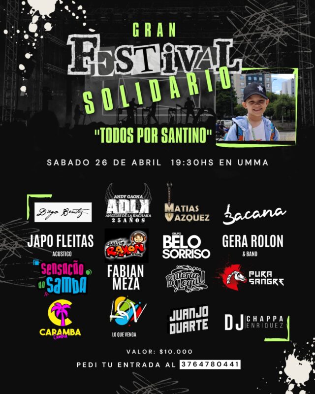 “Todos por Santino” 14 bandas tocarán en un festival solidario para seguir recaudando fondos 3 santino festi - 2
