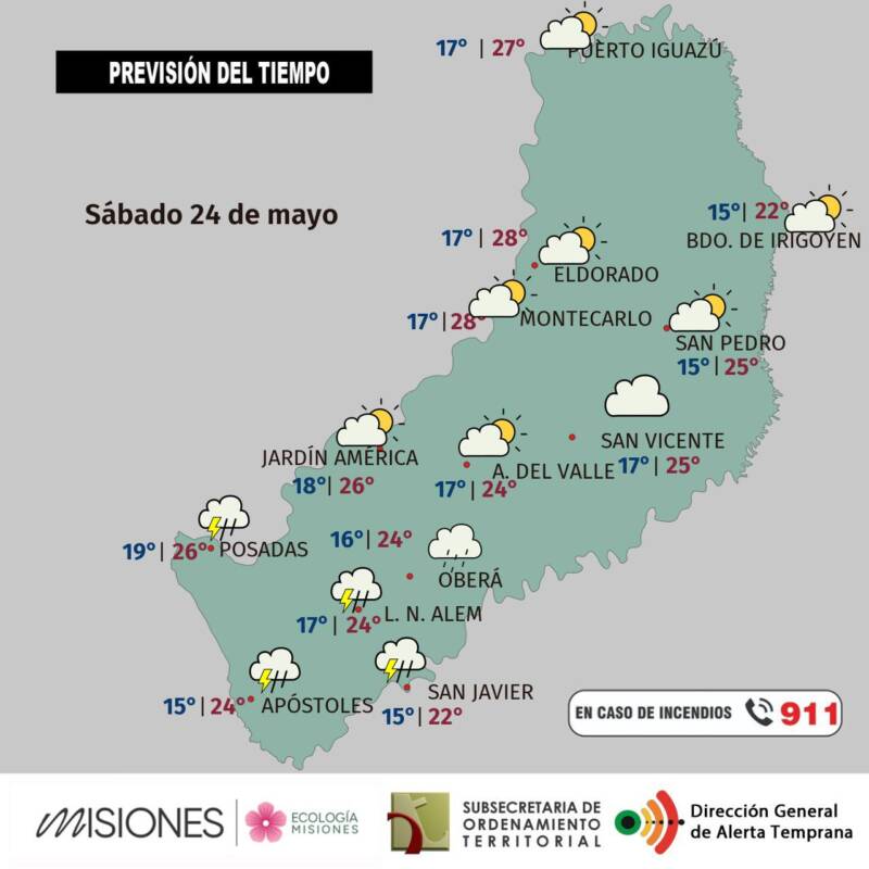 Lluvias y nubosidad en Misiones 