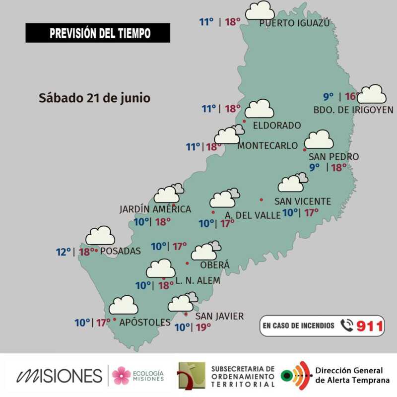 Fin de semana en Misiones: nubes, lluvia y un lunes que congela 3 Sábado 21: pausa en la tormenta, pero el frío sigue firme en Misiones