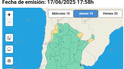 Alerta naranja y amarilla por tormentas para Misiones y Corrientes este miércoles 18 de junio 4 La alerta se mantiene en amarilla para Misiones respecto al jueves 19 de junio