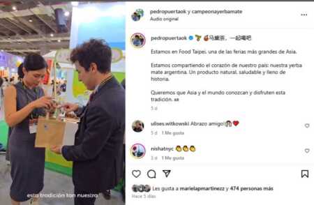 Hace pocos dias atrás, Pedro Puerta se mostró en Taiwán en una feria de alimentos, con su yerbatera.