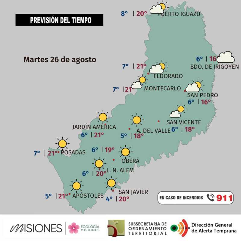 Clima en Misiones: mejora del tiempo y ascenso gradual de temperaturas esta semana 2 Semana estable en Misiones: mañanas frescas y tardes agradables