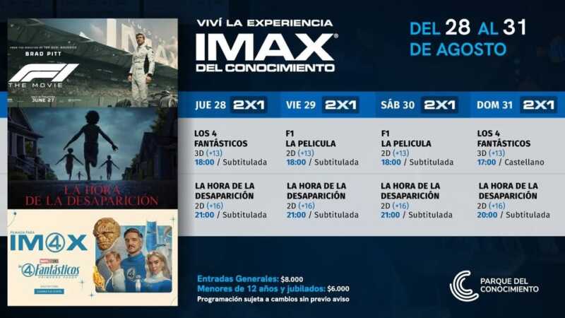 IMAX del Conocimiento despide agosto con 2x1 en entradas 2 2x1 en todas las funciones del IMAX: ¡no te lo pierdas!