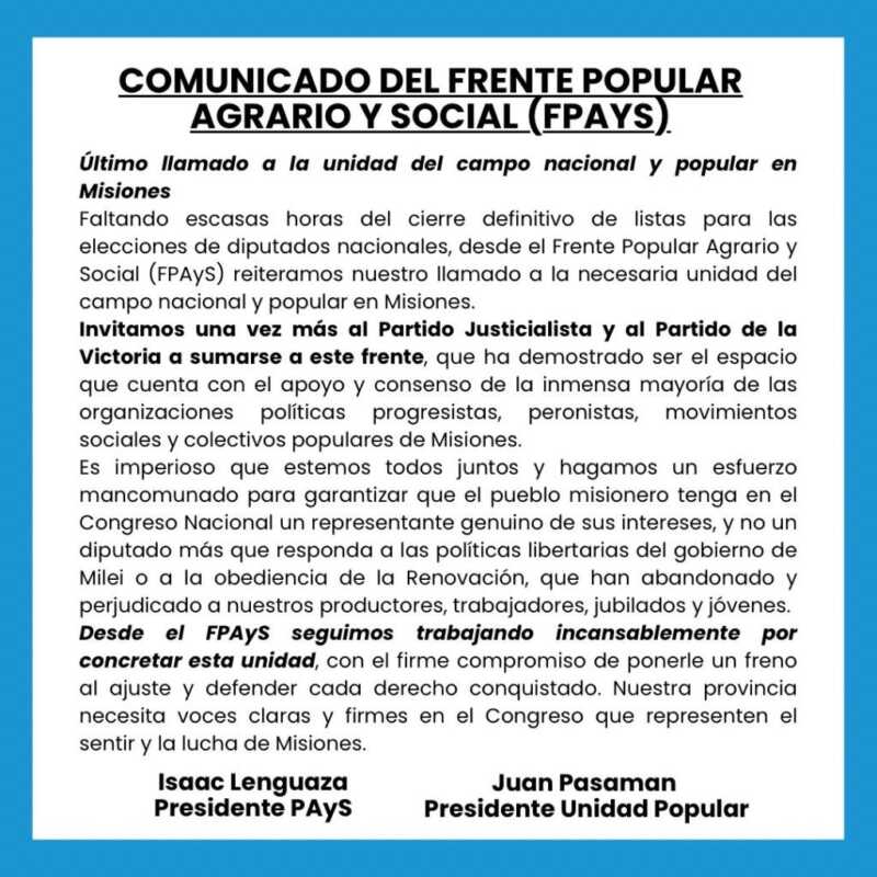 "Lalo" Costa de Arguibel puso a disposición su candidatura para Frente Patria 3 Convergencia Justicialista pone candidaturas a disposición por la unidad