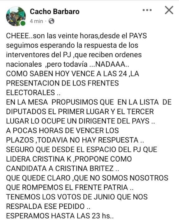 LLA Misiones irá con el PRO: ¿la UCR con Amarilla y el PAYS solo? 4 cacho facebook - 3