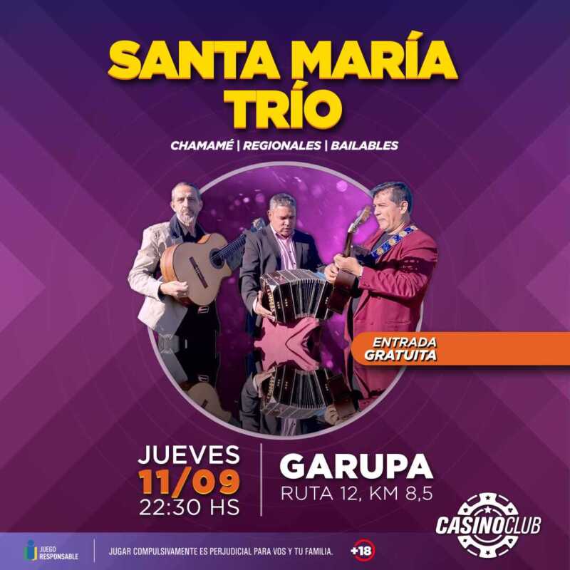Vení a celebrar el día del maestro en el Casino Club 2 25 09 11 SANTA MARIA TRIO Flyer Feed - 1