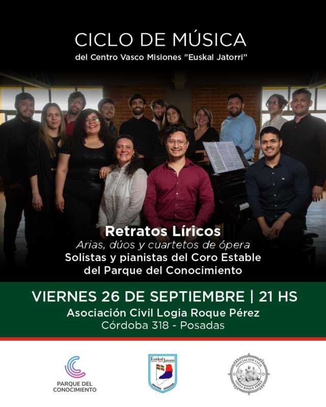 Ópera en el parque del conocimiento: “Retratos Líricos” en la logia Roque Pérez 3 Ópera en vivo: el Parque del Conocimiento presenta “Retratos Líricos”